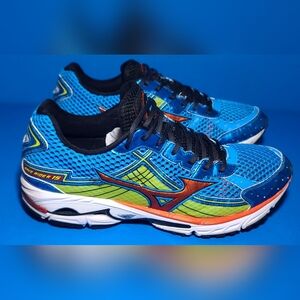 Mizuno WAVE RIDER 15 Men’s Blue-Orange-Yellow Athletic Running Shoes Sz 11.5 US